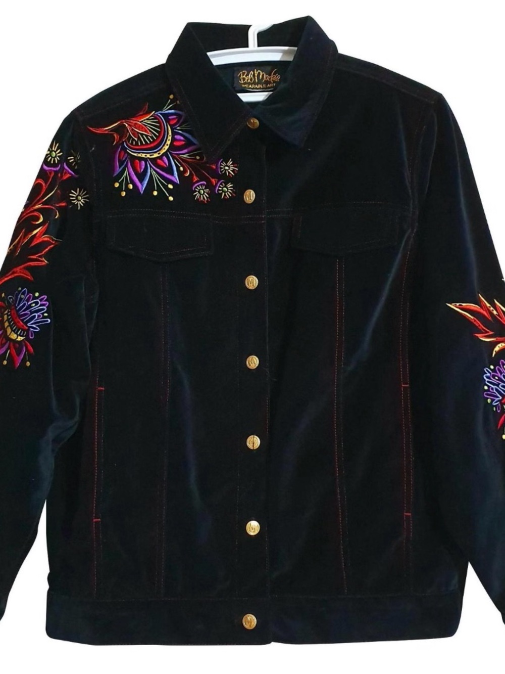 Bob Mackie Embroidered Jacket Black Multicolour Multiple colors size  L